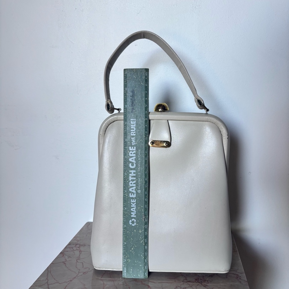 Vintage Leather Handbag With Gold Hardware - Picture 7 of 12